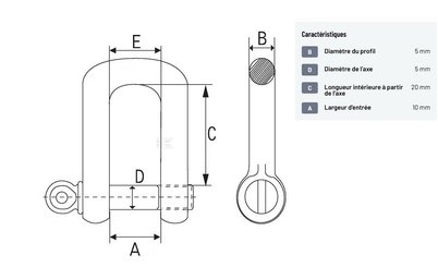 Divers - Non définie - Maillon en D 3/16"" (2x)"