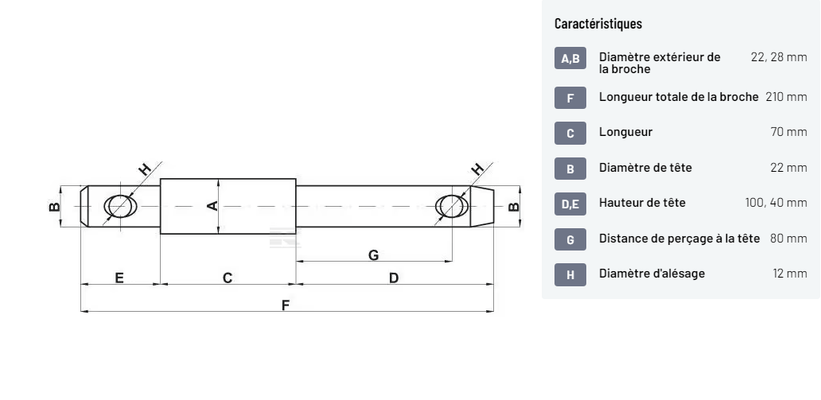 Divers - Non définie - Axe d’attelage inférieur 22x28x22mm Cat.1/2