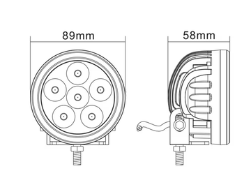 Divers - Non définie -  Phare de travail LED rond 18W 1440lm, 10/30V, Ø 89mm faisceau large 6 LED