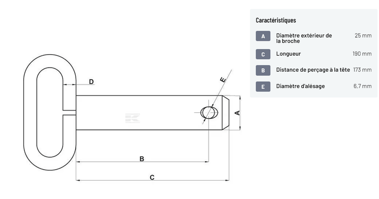 Divers - Non définie - Axe avec poignée 25x173mm