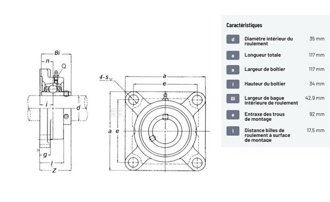 Divers - Non définie - Roulement à flasque carré cpl.