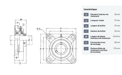 Divers - Non définie - Roulement à flasque carré cpl.