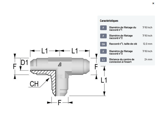 Divers - Non définie - Raccord T egal UNF 7/16