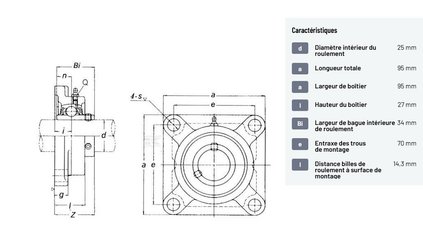 Divers - Non définie - Roulement à flasque carré cpl.