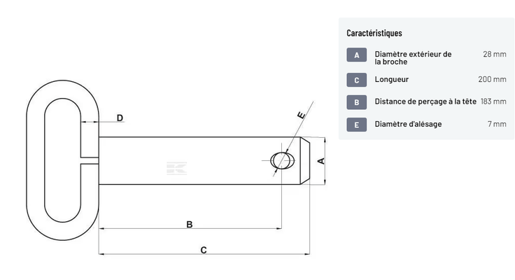 Divers - Non définie - Axe avec poignée 28x183mm