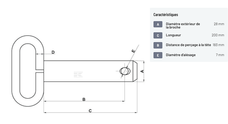 Divers - Non définie - Axe avec poignée 28x183mm