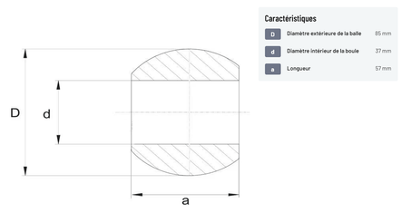 Divers - Non définie - Rotule d'attelage inférieure Cat.4/3 Ø37/85x57mm