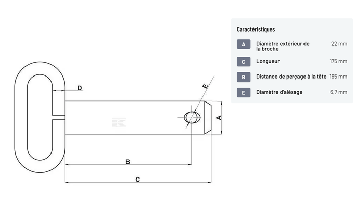 Divers - Non définie - Axe avec poignée 22x165mm