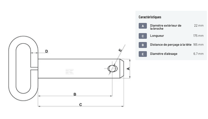 Divers - Non définie - Axe avec poignée 22x165mm
