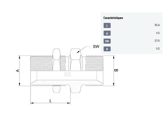 Divers - Non définie - Raccord cloison 1/2 BSP