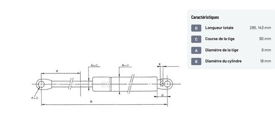 Divers - Non définie - Vérin à gaz