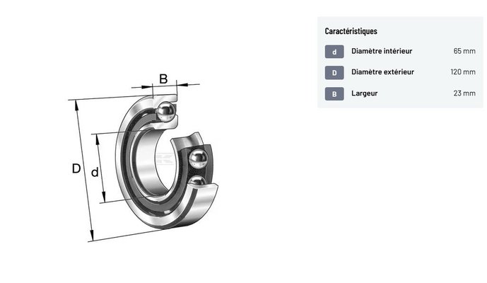 Divers - Non définie - Roulement à billes à contact oblique 65x120x23mm