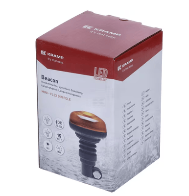 Divers - Non définie - Gyrophare LED, profil bas, 15W, 12-24V, ambre, montage sur poteau flexible, Ø 86mm x138mm