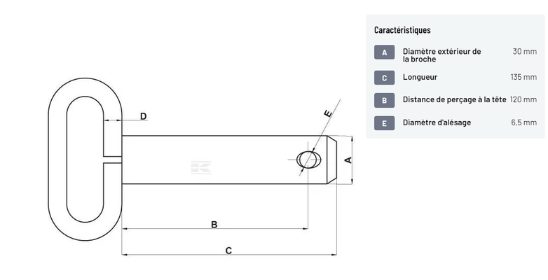 Divers - Non définie - Axe avec poignée 30x120mm