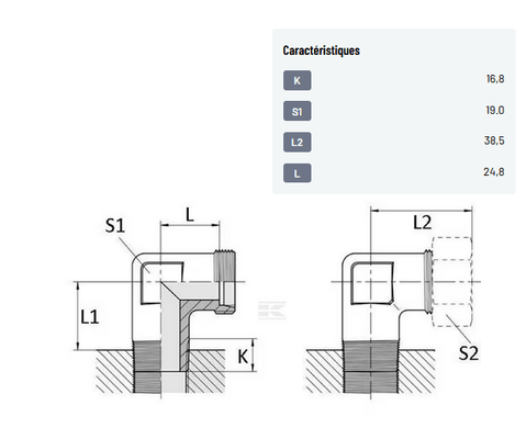 Divers - Non définie - Raccord coudé CMCAG13x8,13NU