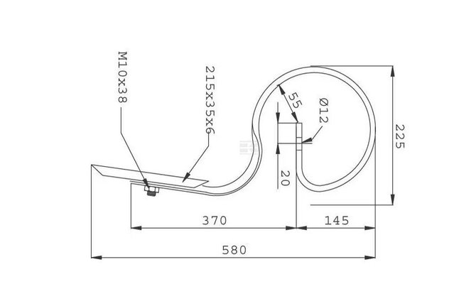 Divers - Non définie - Dent à ressort 32x12x590mm droit avec pointe