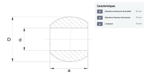 Divers - Non définie - Rotule d'attelage inférieure Cat.3/3 Ø37/64x45mm