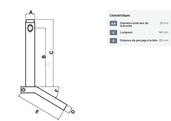 Divers - Non définie - Axe avec poigné 25x130mm