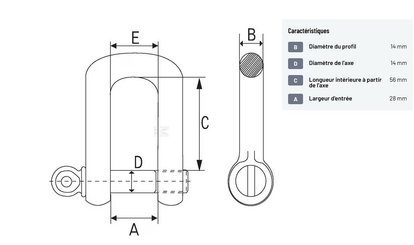Divers - Non définie - Manille en D dent. 14 mm