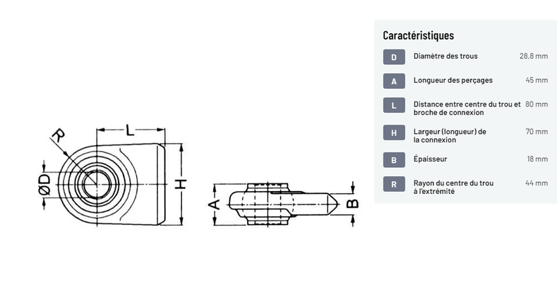 Divers - Non définie - Rotule queue plate Ø28mm