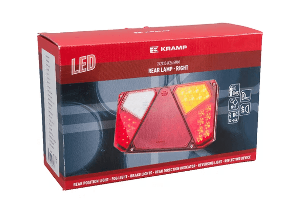 Divers - Non définie - Feu arrière LED rectangulaire droit, 12-24V, 242x134x36.5mm