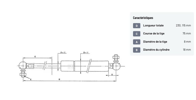 Divers - Non définie - Vérin à gaz