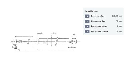 Divers - Non définie - Vérin à gaz