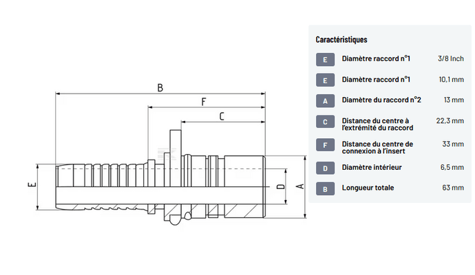Divers - Non définie - Raccord DN10-13 + joint
