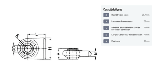 Divers - Non définie - Rotule queue plate Ø25mm