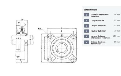 Divers - Non définie - Roulement à flasque carré cpl.