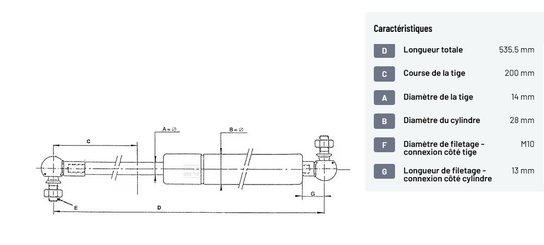 Divers - Non définie - Vérin à gaz