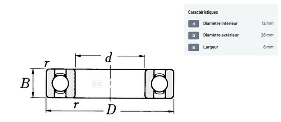 Divers - Non définie - Roulement à billes à gorge profonde 12x28x8mm