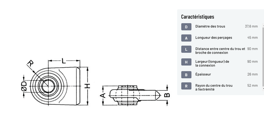 Divers - Non définie - Rotule queue plate Ø37mm