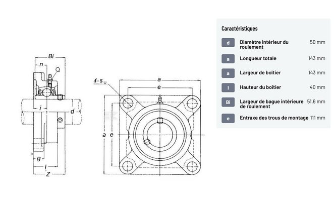 Divers - Non définie - Roulement à flasque carré cpl.