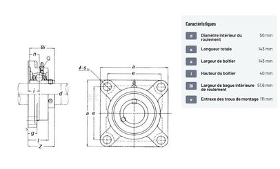 Divers - Non définie - Roulement à flasque carré cpl.