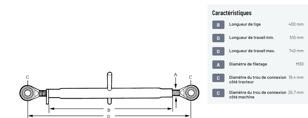 Divers - Non définie - Barre de poussée 1-2 400 M30