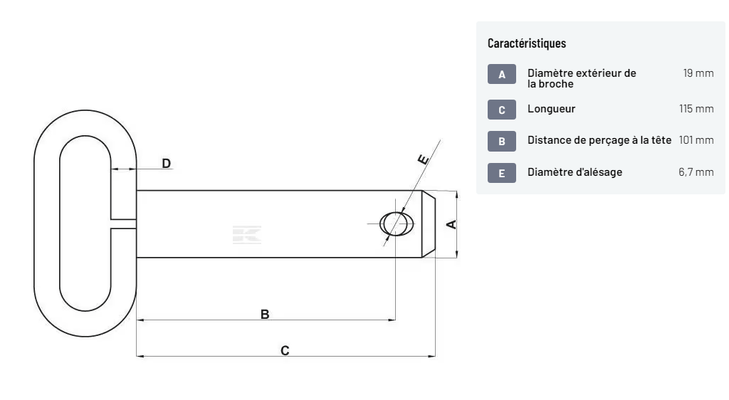 Divers - Non définie - Axe avec poignée 19x101mm