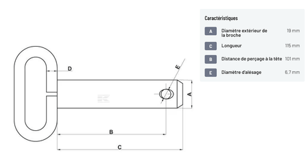Divers - Non définie - Axe avec poignée 19x101mm