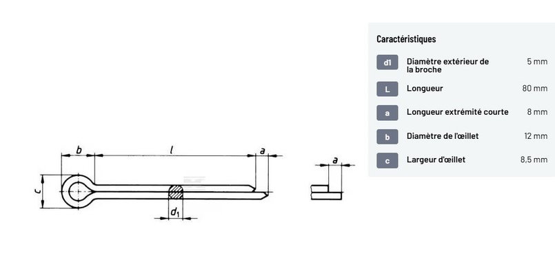 Divers - Non définie - Goupille fendue 5 x 80mm (x10)