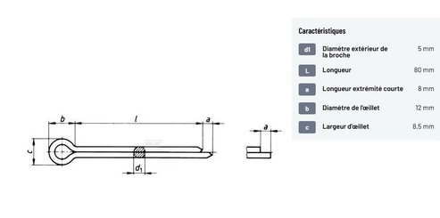 Divers - Non définie - Goupille fendue 5 x 80mm (x10)
